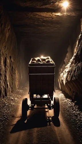 mine workers pushing a wagon in a dark tunnel, marble mine, cinematic lighting, photography
, healthy body,mining,red canyon tunnel,kamaz,lötschberg tunnel,tunnel,mining facility,spelunker,underminer,