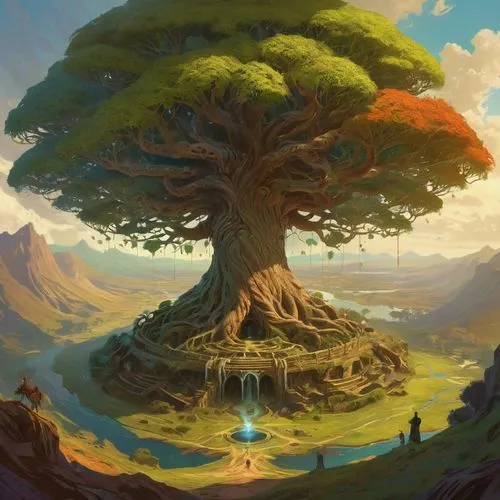 yggdrasil,tree of life,flourishing tree,dragon tree,celtic tree,baobab,magic tree,colorful tree of life,baobabs,mushroom landscape,tree mushroom,oak tree,druidism,bodhi tree,a tree,argan tree,arbre,old tree,tree,lonetree,Conceptual Art,Fantasy,Fantasy 18