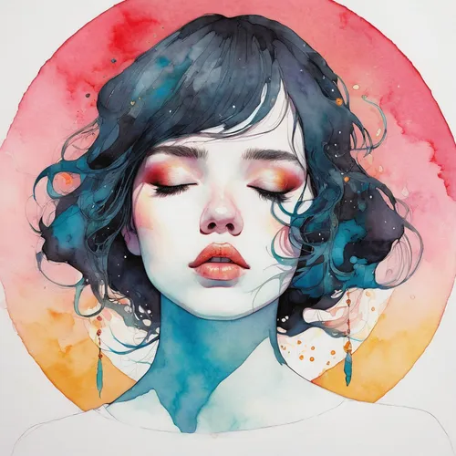 Unveil the magic of Saturday blessings with mesmerizing images,color circle,watercolor,watercolor paint,circle paint,watercolor wreath,fantasy portrait,watercolor painting,mystical portrait of a girl,