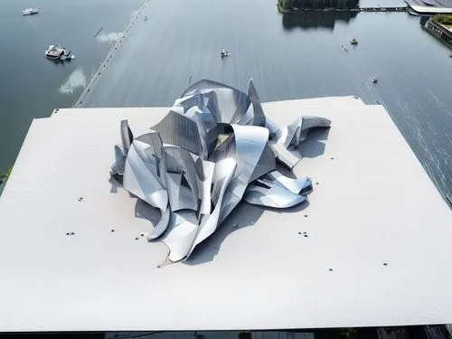 steel sculpture,aerial landscape,public art,paper boat,paper ship,soumaya museum,sculpture park,kinetic art,scale model,paper art,allies sculpture,folded paper,samuel beckett bridge,9 11 memorial,crum