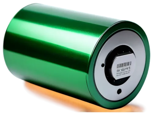 Battery, cylindrical shape, silver metal, positive terminal, negative terminal, copper wires, green insulation, 9V label, glossy surface, shallow depth of field, softbox lighting, close-up shot, detai