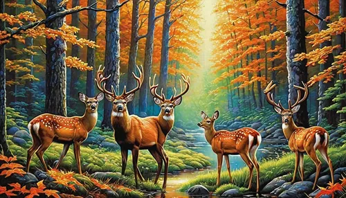 forest animals,elk,deer illustration,european deer,pere davids deer,woodland animals,deer,deers,deer park,oil painting on canvas,gold deer,red deer,deer in tears,hunting scene,stag,caribou,deer drawing,glowing antlers,animals hunting,forest animal,Illustration,American Style,American Style 05