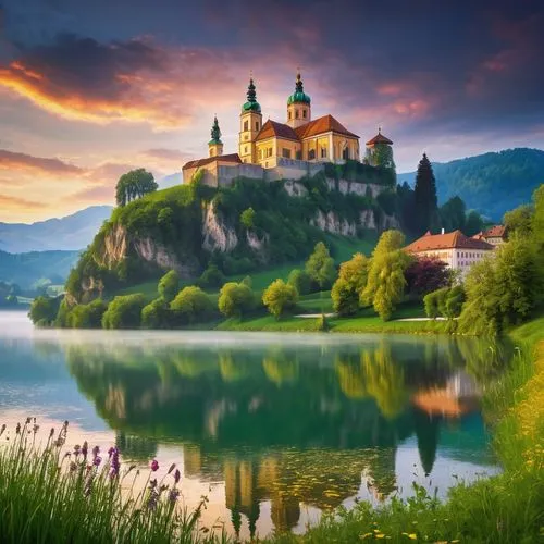 lake bled,slovenia,slovenj,slovenija,fairytale castle,bled,transilvania,slovenska,eastern europe,transylvania,monastery,putna monastery,slovakia,fairy tale castle sigmaringen,fairy tale castle,medieval castle,monasteries,beautiful landscape,kovachik,slovene,Art,Classical Oil Painting,Classical Oil Painting 30