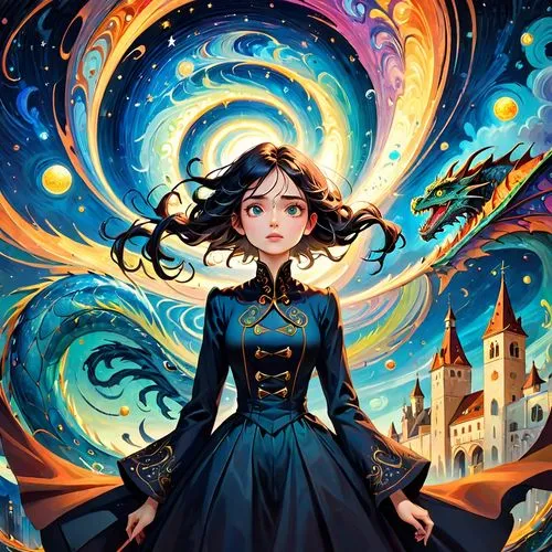 fantasy portrait,sci fiction illustration,merida,astronomer,fantasy picture,rosa ' amber cover,world digital painting,falling star,cg artwork,falling stars,fantasia,fantasy art,luna,andromeda,cosmos wind,cosmos,digital illustration,cinderella,spiral background,vanessa (butterfly),Anime,Anime,Cartoon