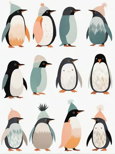 penguin parade,penguins,puffins,donkey penguins,bird pattern,animal stickers,arctic birds,king penguins,crested terns,emperor penguins,vector pattern,animal icons,group of birds,penguin balloons,toucans,icon set,vector images,finches,terns,animal shapes,Illustration,Vector,Vector 13