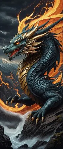 dragon fire,black dragon,fire breathing dragon,painted dragon,dragon of earth,dragon,dragon li,chinese dragon,wyrm,dragons,dragon design,golden dragon,draconic,dragon slayer,flame spirit,forest dragon,fantasy art,fire background,green dragon,basilisk,Illustration,Japanese style,Japanese Style 15