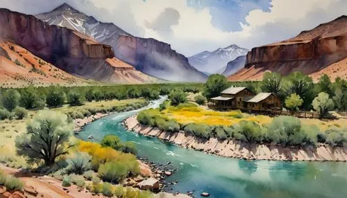 river landscape,passu,watercolor background,tianchi,yampa,watercolor painting,world digital painting,watercolor,mountain scene,mountain landscape,watercolorist,ladakh,baltistan,nature landscape,oil painting,watercolor shops,bamyan,tseten,zanskar,water color,Conceptual Art,Oil color,Oil Color 01