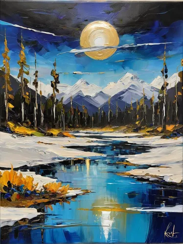 oil painting on canvas,art painting,oil painting,blue painting,maligne river,river landscape,glass painting,indigenous painting,bow valley,moonlit night,oil on canvas,vermilion lakes,acrylic paint,painting technique,yukon territory,denali,evening lake,salt meadow landscape,whistler,moonlit,Conceptual Art,Sci-Fi,Sci-Fi 04