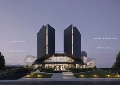 luxury home outside modern home matte black and white with plants,modern twin tower concept,snohetta,koolhaas,difc,unbuilt,bjarke,renderings