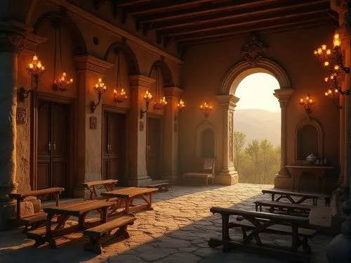 theed,courtyard,inglenook,inside courtyard,dandelion hall,kcd,medieval,breakfast room,tavern,lobby,ornate room,cloister,patios,enb,monastery,mihrab,hall of the fallen,porch,patio,sansar,Photography,General,Realistic