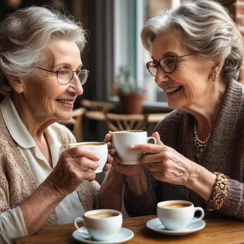 care for the elderly,woman drinking coffee,women at cafe,elderly people,elderly couple,intergenerational,Photography,General,Natural