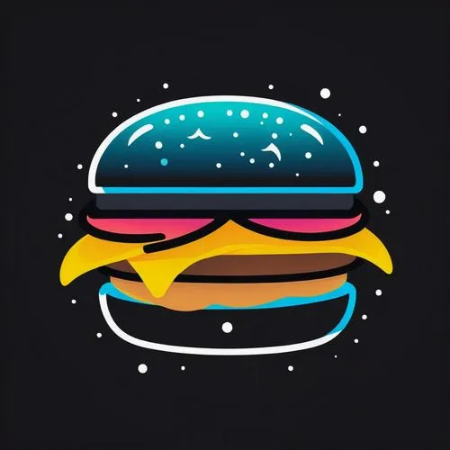 hamburger, logo, icon, concept art, minimalist, animal icon, flashy icon, colorful, graphic, illustration, zodiac, simple, black background,burger emoticon,hamburger,burger,burguer,food icons,burgers,