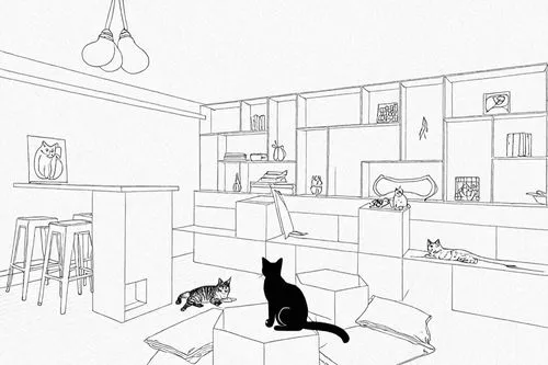 sketchup,cat line art,cat's cafe,drawing cat,kitchen,domestic cat,apartment,dog line art,cat frame,lineart,the kitchen,illustrating,an apartment,kitchen interior,roughs,cattery,dollhouses,animatic,sewing room,kitchens,Design Sketch,Design Sketch,Detailed Outline