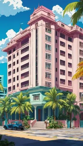 honolulu,miami,south beach,hotel riviera,bahamas,guam,apartment complex,holiday complex,resort,punta-cana,florida home,aruba,resort town,hotel,hotel complex,tsumugi kotobuki k-on,seaside resort,hotels,luxury hotel,apartment building,Illustration,Japanese style,Japanese Style 03