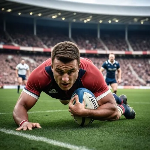 an athlete in a football uniform dives over on the ground,halfpenny,tuilagi,rugbyu,robshaw,haka,hinggan,Photography,General,Realistic