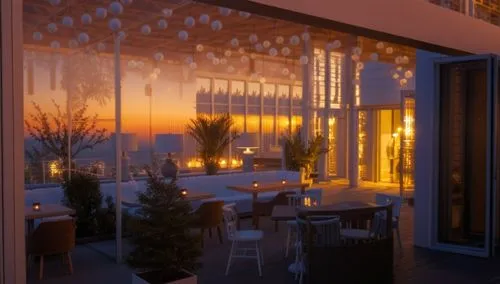 roof terrace,terrasse,penthouses,3d rendering,render,paris balcony,knokke,evening atmosphere,3d render,ambient lights,terrazza,block balcony,terrace,terraza,outdoor dining,roof garden,sunroom,andaz,pa