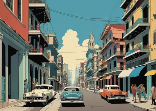 havana,old havana,cuba background,cuba havana,blue jasmine,aronde,havana cuba,casablanca,kathmandu,riad,cuba,street scene,color 1,naples,saigon,valparaiso,santiago di cuba,buenos aires,fiat 600,vanishing point,Illustration,Vector,Vector 12