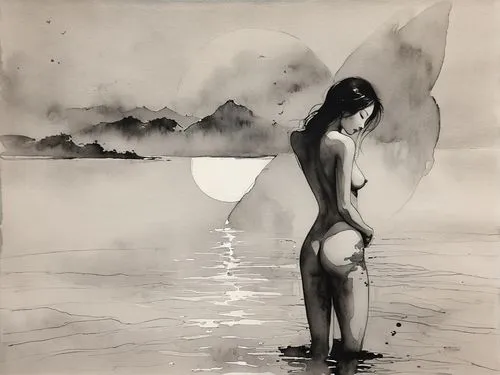 ink painting,charcoal drawing,lacombe,etty,fischl,photogravure,charcoal pencil,jeanneney,kenro,hoshihananomia,charcoal,heatherley,bather,jianying,jover,ortner,stojanovic,jianfeng,tusche indian ink,horst,Illustration,Paper based,Paper Based 30