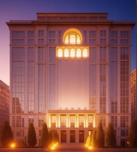 a large white building with windows and light shining on the outside,kempinski,grand hotel europe,intercontinental,minsk,mgimo,lubyanka,Photography,General,Realistic