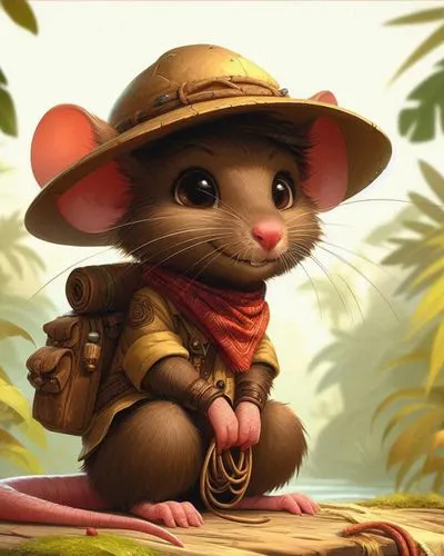 field mouse,dormouse,cute cartoon character,meadow jumping mouse,park ranger,peter rabbit,bush rat,splinter,wood mouse,musical rodent,brown rabbit,straw mouse,chasseur,mouse,white footed mouse,squirel