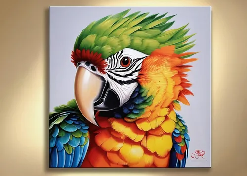 100 Hand Painted Colored Parrot High quality Art Oil Painting On Canvas Wall Art Wall Adornment Picture Painting For Home Decor in Painting Calligraphy from Home Garden,guacamaya,caique,scarlet macaw,