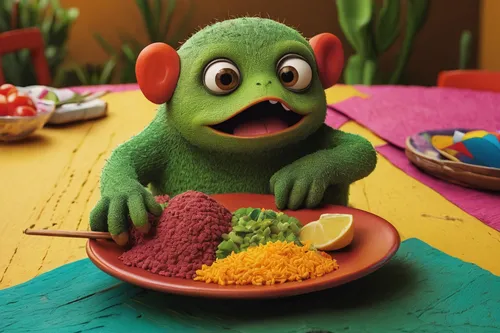 guacamole,play-doh,clay animation,play doh,pea,frozen vegetables,chimichanga,baby playing with food,child monster,food coloring,tex-mex food,mole sauce,3d render,avo,gazpacho,green animals,green sauce,patrol,kids' meal,tapaboca,Illustration,Realistic Fantasy,Realistic Fantasy 18