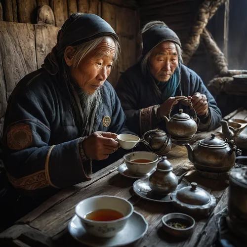 TEA TIME ON THE YAMAL PENINSULA - 29 Breathtaking Photographs of The Human Race,tibetan food,tibetan bowls,yunnan,pu'er tea,maojian tea,traditional food,tibetan bowl,eastern food,chinese tea,ancient s