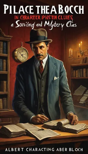 Place the character in a suspenseful mystery, solving crimes and unraveling clues.,cd cover,pocket watches,book cover,cover,mystery book cover,theoretician physician,author,action-adventure game,table