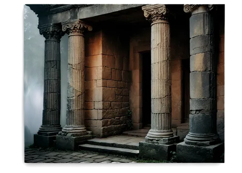 columns,roman columns,pillars,doric columns,pillar capitals,columnas,portico,columned,colonnaded,colonnades,greek temple,three pillars,tempietto,temple of diana,porticos,roman temple,pillar,colonnade,peristyle,house with caryatids,Illustration,American Style,American Style 12