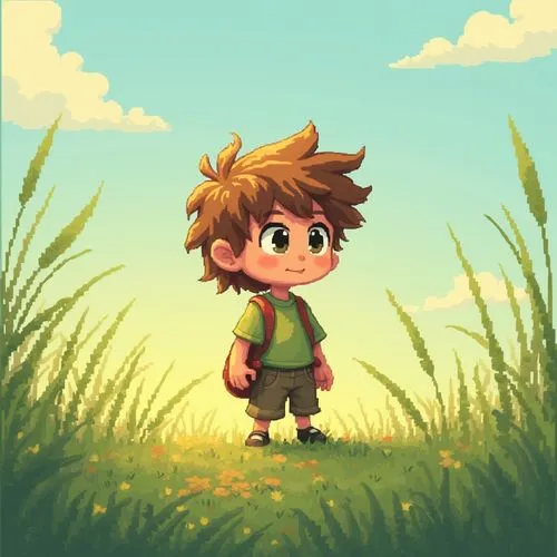 grassy,minish,farmboy,wander,villager,kids illustration