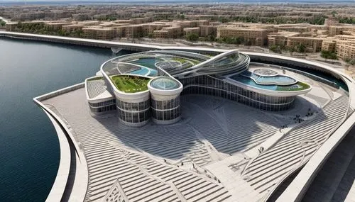 Design of a library in egypt overlooking the Nile. The roof has slopes and is suitable for walking and sitting on,largest hotel in dubai,artificial island,futuristic architecture,dhabi,abu dhabi,sharj