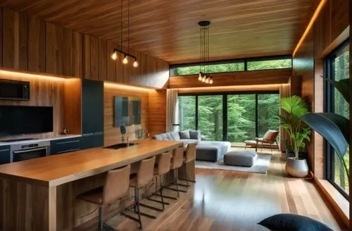 Sliding doors,modern kitchen interior,wood casework,modern kitchen,interior modern design,kitchen design,bohlin,mid century house,cabin,cabinetry,paneling,kitchen interior,contemporary decor,prefab,mo