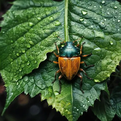 garden leaf beetle,forest beetle,cockchafer,green stink bug,chrysomelidae,pentatomidae,Conceptual Art,Fantasy,Fantasy 11