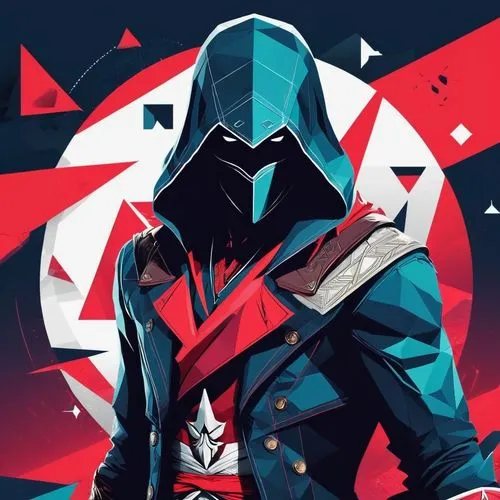 pyke,assassin,frazhin,swain,kenway,triangles background,Illustration,Vector,Vector 17