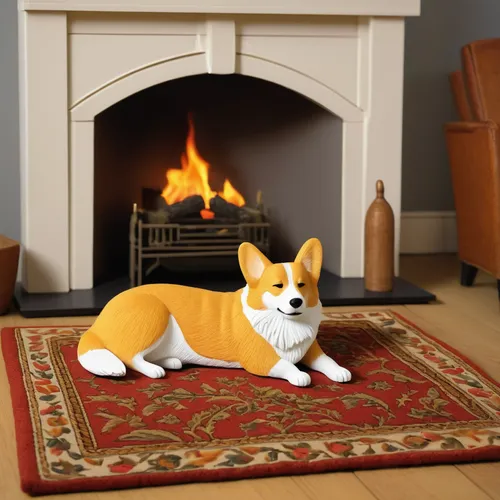 Design a corgi sleeping on a cozy rug by the fireplace.,corgi,pembroke welsh corgi,the pembroke welsh corgi,welsh corgi cardigan,welsh corgi pembroke,welsh corgi,welschcorgi,corgi-chihuahua,cardigan w