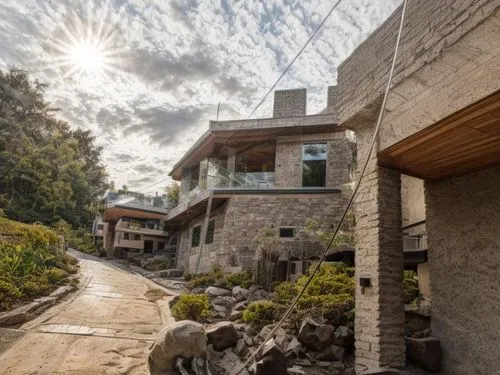 a very pretty and fancy looking house with a sky background,landour,fallingwater,namsan hanok village,laoshan,hushan,palace of knossos,Architecture,General,Modern,Mid-Century Modern