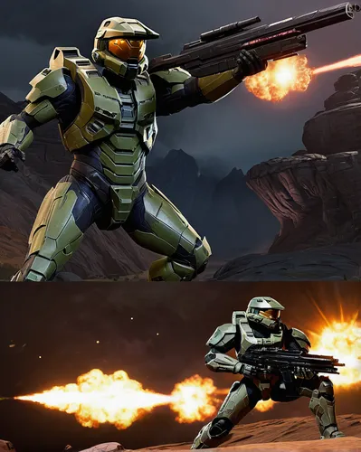 halo,storm troops,comparison,color is changable in ps,spartan,patrols,scorpion,image montage,fighting poses,battle gaming,io,patrol,crucible,graphics,clones,stand models,war machine,compare,tau,boba fett,Illustration,Retro,Retro 26