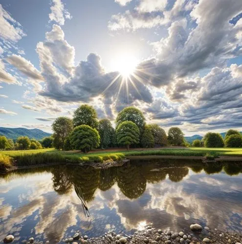 sun reflection,nature landscape,beautiful landscape,landscape nature,mirror in the meadow,background view nature