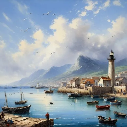 novigrad,aivazovsky,harbor,palizzi,ippolito,alexandria,Conceptual Art,Oil color,Oil Color 06