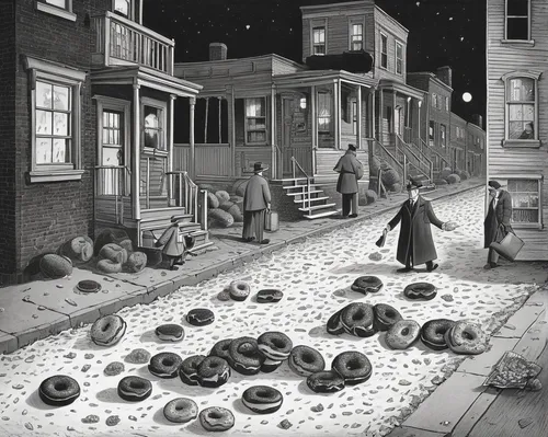 donut illustration,donut drawing,to collect chestnuts,night scene,chalk drawing,doughnuts,cobbles,the cobbled streets,cobblestones,molluscs,donuts,fruit market,crime scene,pétanque,christmas scene,new england clam bake,vintage christmas,street party,advent calendar,archaeological dig,Illustration,Black and White,Black and White 22