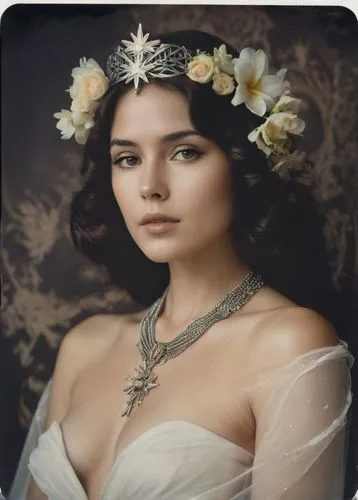 bridal jewelry,diadem,vintage female portrait,vintage angel,white rose snow queen,vintage woman,vintage flowers,headdress,miss circassian,headpiece,diadems,adornment,fairy queen,headdresses,bridal,flower crown of christ,marguerite,beren,jewelry florets,a beautiful jasmine,Photography,Documentary Photography,Documentary Photography 03