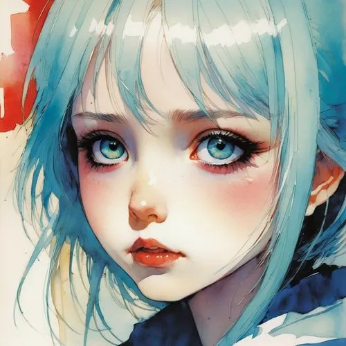 krita,saiko,kula,piko,blue heart,kommuna,hatsune miku,hatsune,kuroko,watercolor blue,aqua,cerulean,karou,cyan,eto,siro,ayanami,nanami,blue eye,blue painting,Illustration,Paper based,Paper Based 12