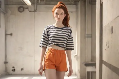 horizontal stripes,clary,menswear for women,stripe,redhead doll,nautical,pin stripe,women fashion,nautical colors,stripes,one-piece garment,women clothes,central stripe,pippi longstocking,women's clothing,bright orange,bermuda shorts,striped,long-sleeved t-shirt,orange half