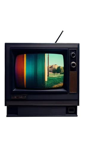 Clips footage, retro VHS tape, old TV screen, static noise, colorful glitch art, distorted image, nostalgic atmosphere, low-resolution quality, warm color tone, cinematic composition, shallow depth of