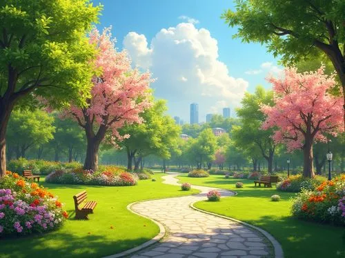 springtime background,spring background,walk in a park,landscape background,spring morning,flower garden,spring garden,blooming field,japanese sakura background,spring nature,nature garden,bloomeries,walking in a spring,sakura background,spring blossoms,pathway,springtime,field of flowers,flower meadow,forest path,Photography,General,Realistic