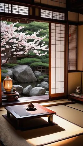 japanese-style room,ryokan,tea ceremony,japanese zen garden,tatami,zen garden,japanese garden ornament,japanese floral background,tea zen,japanese architecture,japanese-style,ikebana,japanese style,zen stones,japanese art,plum blossoms,japanese sakura background,japanese background,japanese tea,japanese culture,Illustration,Abstract Fantasy,Abstract Fantasy 14