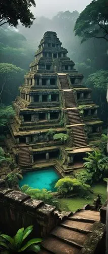 yavin,palenque,step pyramid,azteca,mayan,aztecas,ziggurat,yaxchilan,pakal,rathas,ziggurats,kukulkan,chortens,nalanda,bonampak,eastern pyramid,vimana,gondwanaland,tikal,ancient city,Conceptual Art,Sci-Fi,Sci-Fi 05