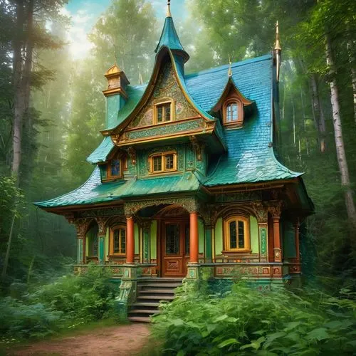 house in the forest,forest house,fairy house,witch's house,little house,wooden house,fairy tale castle,miniature house,crispy house,summer cottage,small house,fairytale castle,forest chapel,lonely house,dreamhouse,log cabin,children's playhouse,small cabin,house painting,house in the mountains,Conceptual Art,Fantasy,Fantasy 05