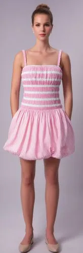 keep the smocked bubble dress design and fabric, change stripe color to dark pink stripes,a  poses in pink and white striped dress,thighpaulsandra,djerma,premaxillae,titmus,lenderman,feminize,muumuu,p