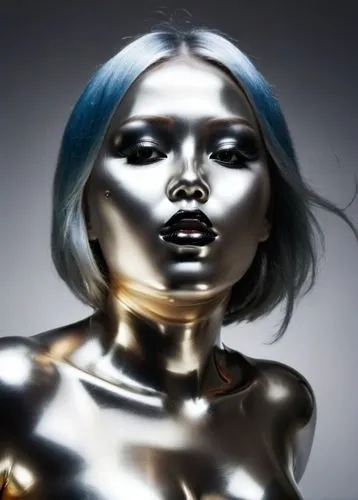 haare aus chrom,silver surfer,chromed,metallic,vinoodh,goldwell,silver,metallic feel,foils,chrome,artpop,goldfrapp,silvery,silvered,silver lacquer,gold mask,navys,polychromed,hologram,fischerspooner,s